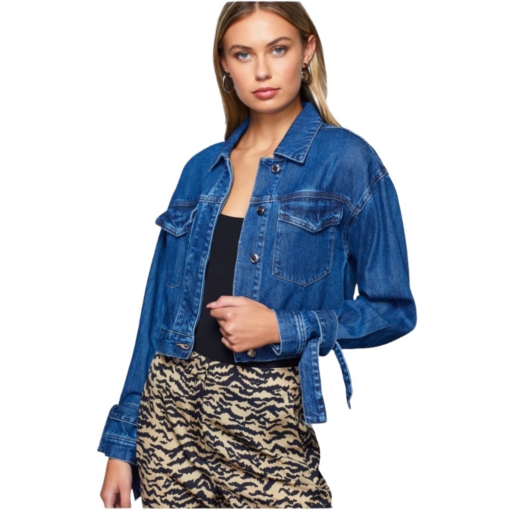NEW Good American Knotted Jean Jacket M